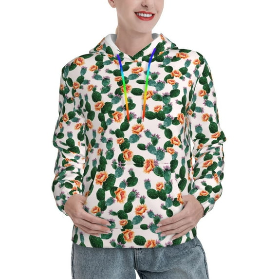 Kdxio Cactuses Print Womens Oversized Hoodies Sweatshirts Hooded Pullover Tops Sweaters Casual-X-Large