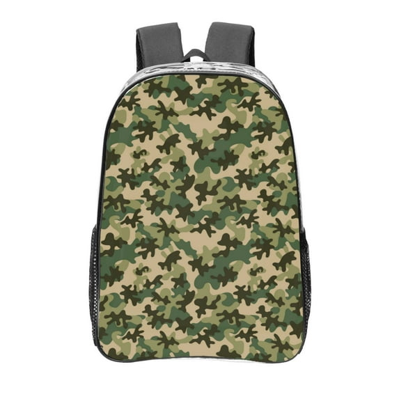 Kdxio Camouflag Clear Backpack, Transparent Bookbag for School for Women Men, Capacity Clear Bag for College, Travel