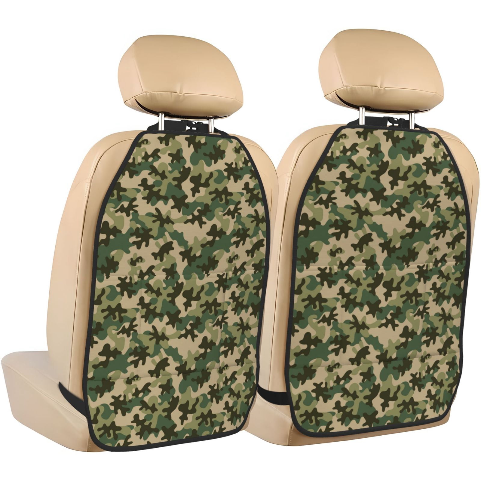 Kdxio Camouflag Print 2 Pack Car Kick Mat Seat Cover Back Protector Mat with Pockets for Organizer Backseat Protector and Storage Anti Kick Pad for Vehicles