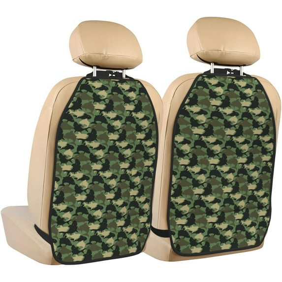 Kdxio Camouflage Shark Print 2 Pack Car Kick Mat Seat Cover Back Protector Mat with Pockets for Organizer Backseat Protector and Storage Anti Kick Pad for Vehicles
