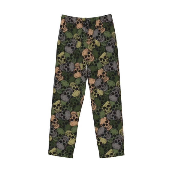 Kdxio Camouflage Skulls Print Men's Sleep Pajama Pant Lounge Pants with Pockets