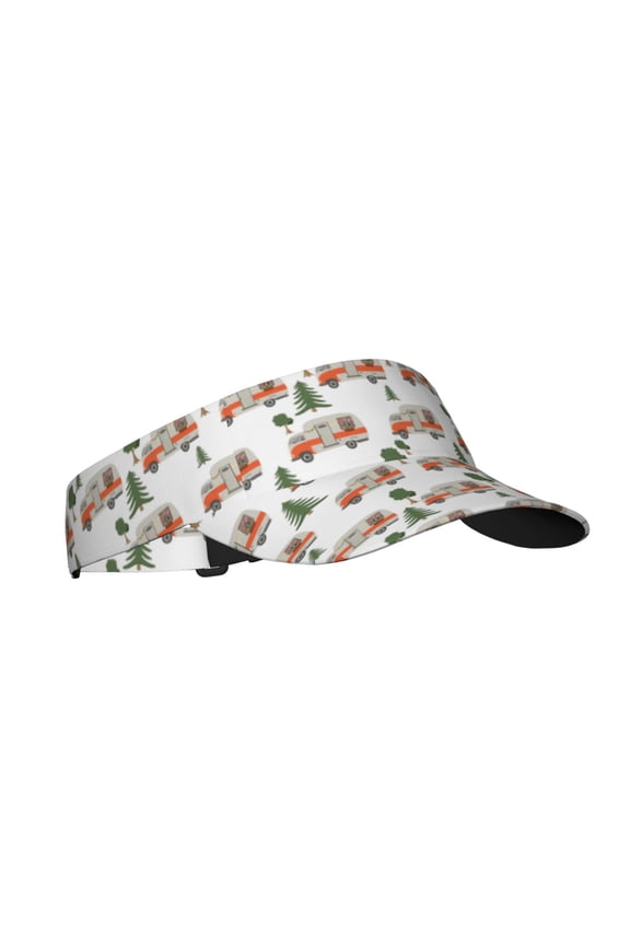 Camp Van Print Sun Visor Hat Golf Visor Adjustable Velcro Outdoor Sports Cap for Men Women