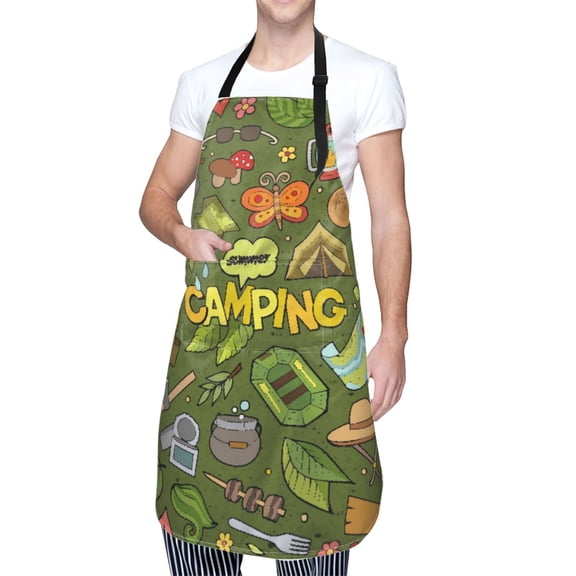 Kdxio Camping 1 Apron with Pockets Adjustable Kitchen Aprons for Men Women Waterproof Aprons for Cooking,Drawing,Crafting, Baking Household Cleaning