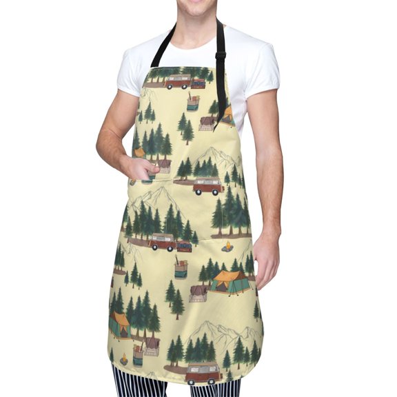 Kdxio Camping Caravan 1 Apron with Pockets Adjustable Kitchen Aprons for Men Women Waterproof Aprons for Cooking,Drawing,Crafting, Baking Household Cleaning