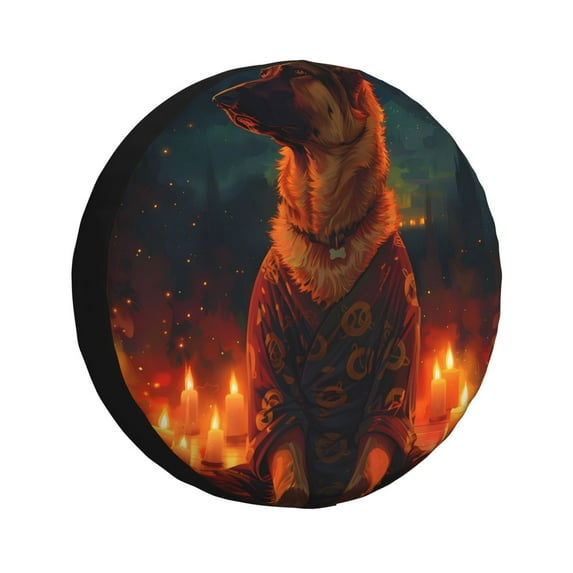 Kdxio Candle Shepherd Dog for Tire Cover Wheel Protectors Tyre Covers Weatherproof Wheel Covers Universal Fit for Trailer Rv SUV Truck Camper Travel Trailers 15 inch
