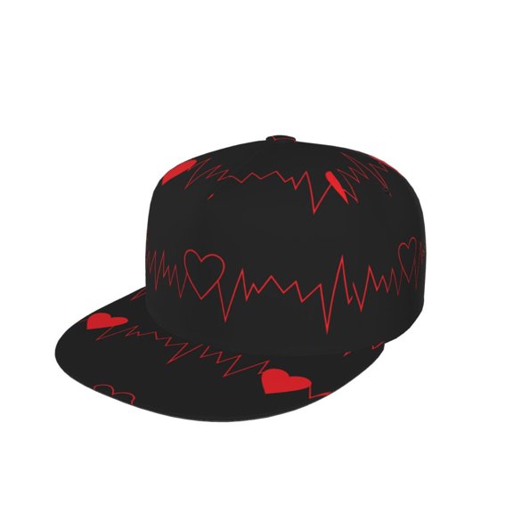Kdxio Cardiogram and Heart Print Snapback Hat for Men Women,Adjustable Baseball Cap