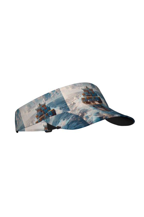 Cargo Ship At Sea Print Sun Visor Hat Golf Visor Adjustable Velcro Outdoor Sports Cap for Men Women
