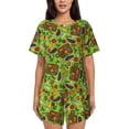 thumbnail image 1 of Kdxio Carrot Eggplant Print Pajamas Sets for Women Short-Sleeved Pjs with Lounge Shorts Two Piece Sleepwear S-4XL, 1 of 1