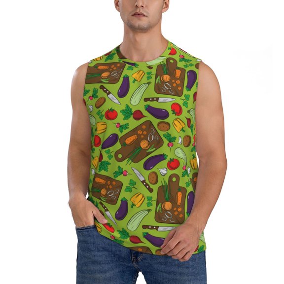 Kdxio Carrot Eggplant for Men's Muscle T-shirt,Sleeveless for Workout Running Athletic Gym Lounge Casual