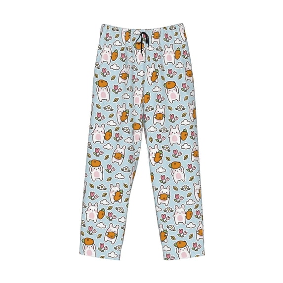 Kdxio Carrot Rabbit Print Men's Sleep Pajama Pant Lounge Pants with Pockets