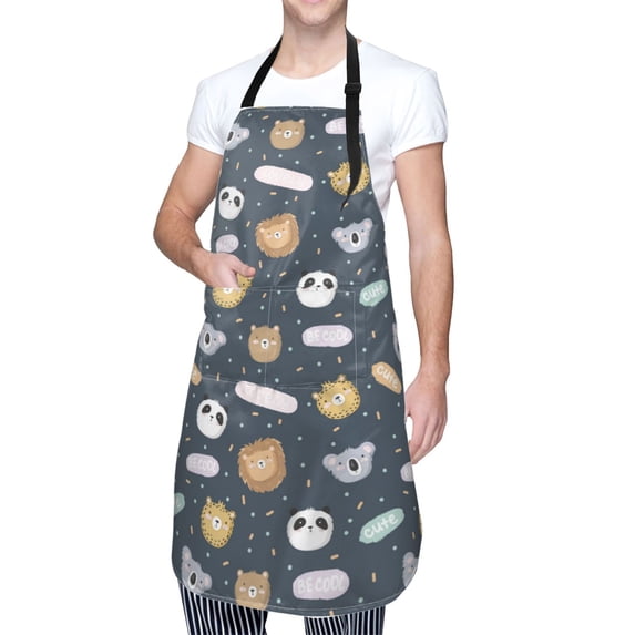 Kdxio Cartoon Animals Apron with Pockets Adjustable Kitchen Aprons for Men Women Waterproof Aprons for Cooking,Drawing,Crafting, Baking Household Cleaning