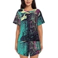 thumbnail image 1 of Kdxio Cartoon Art Skull Print Pajamas Sets for Women Short-Sleeved Pjs with Lounge Shorts Two Piece Sleepwear S-4XL, 1 of 5