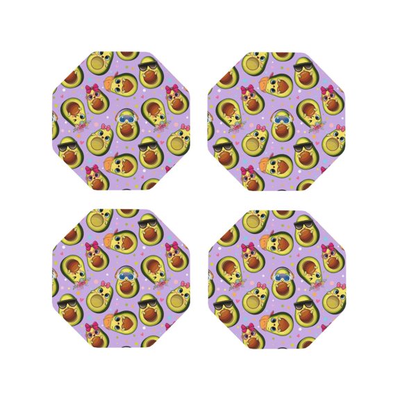Kdxio Cartoon Avocados Funny Coasters,4 Pcs Leather Coasters,Housewarming Gifts,Protect Furniture from Water Marks Scratch and Damage