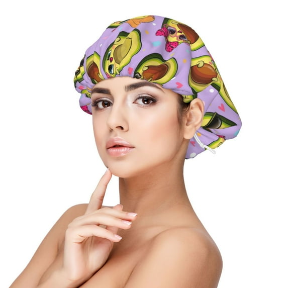 Kdxio Cartoon Avocados Pattern Satin Bonnet Silk Bonnet Hair Bonnet for Sleeping Hair Bonnets for Women Curly Natural Hair