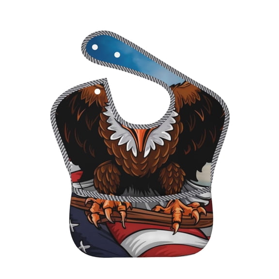Kdxio Cartoon Bald Eagle USA Bibs For Babies, Baby Bibs for Eating, Toddler Bibs, Waterproof Bibs, Feeding Bibs, for Toddlers, Boys, Girls