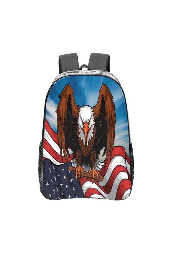 Cartoon Bald Eagle USA Clear Backpack, Transparent Bookbag for School for Women Men, Capacity Clear Bag for College, Travel
