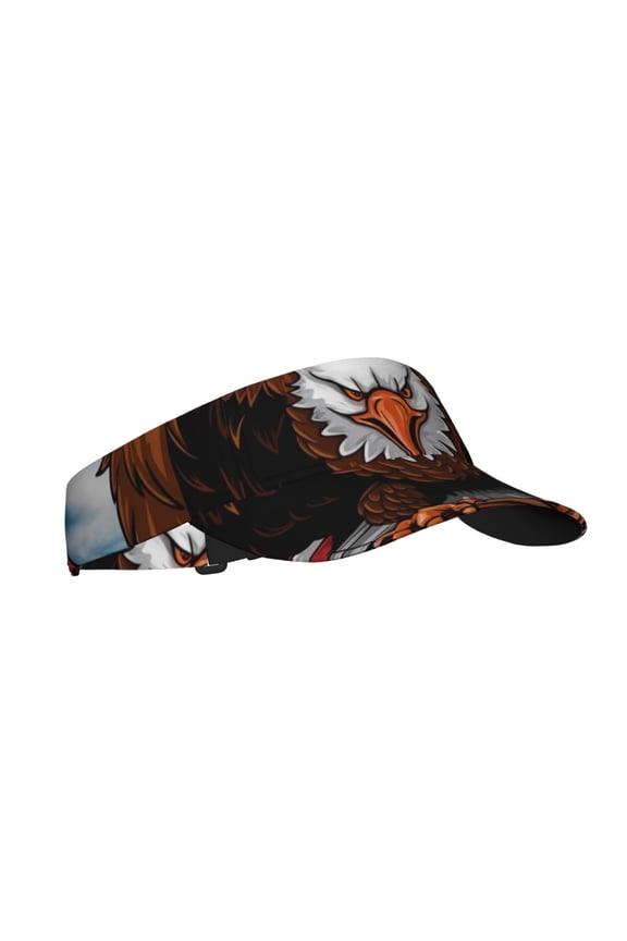 Cartoon Bald Eagle USA Print Sun Visor Hat Golf Visor Adjustable Velcro Outdoor Sports Cap for Men Women