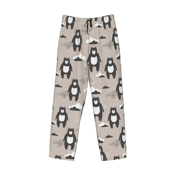 Kdxio Cartoon Bear Brown Print Men's Sleep Pajama Pant Lounge Pants with Pockets