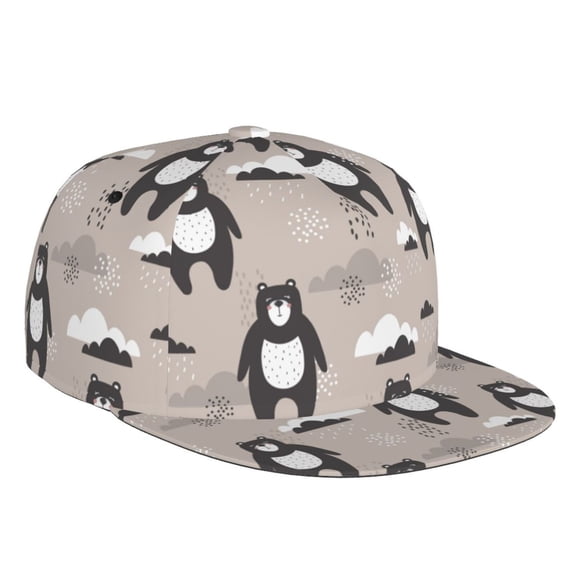 Kdxio Cartoon Bear Brown Print Snapback Hat for Men Women,Adjustable Baseball Cap