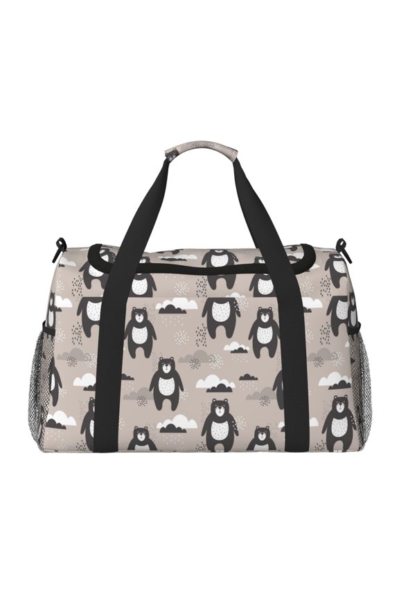 Cartoon Bear Brown Travel Duffel Bag Gym Bag Weekender Travel Bag Gym Bag for Women &Men Airplane Travel Essentials for Flying