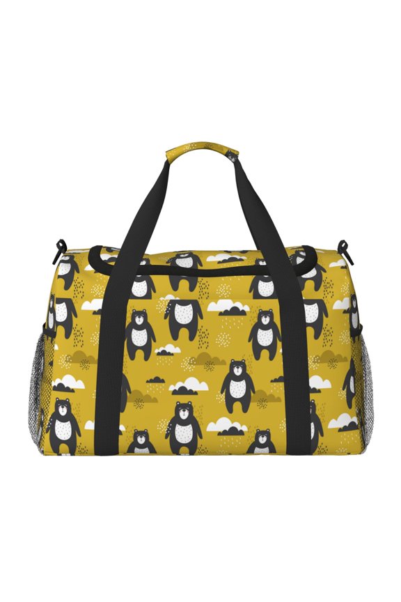 Cartoon Bear Yellow Travel Duffel Bag Gym Bag Weekender Travel Bag Gym Bag for Women &Men Airplane Travel Essentials for Flying