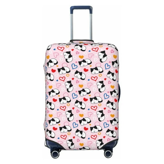 Kdxio Cartoon Cat And Heart Pattern Luggage Cover for Travel,Elastic and Durable,Fits 18-32 Inch,Anti-Scratch Suitcase Protector-No luggage included