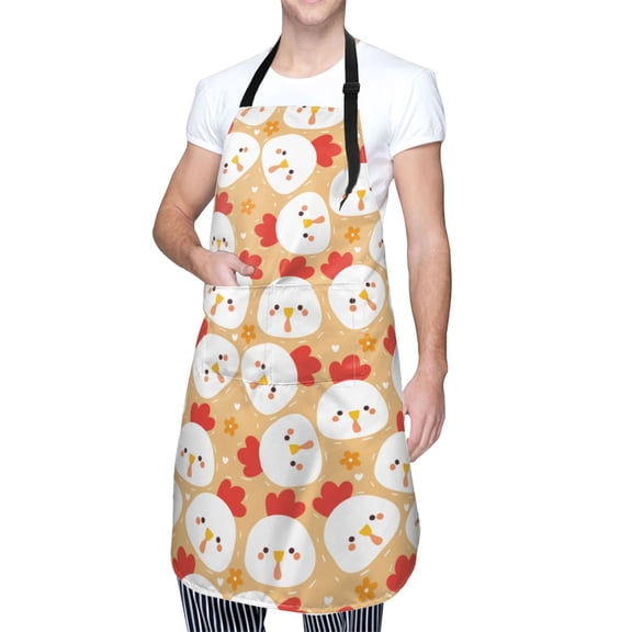 Kdxio Cartoon Chicken Apron with Pockets Adjustable Kitchen Aprons for Men Women Waterproof Aprons for Cooking,Drawing,Crafting, Baking Household Cleaning