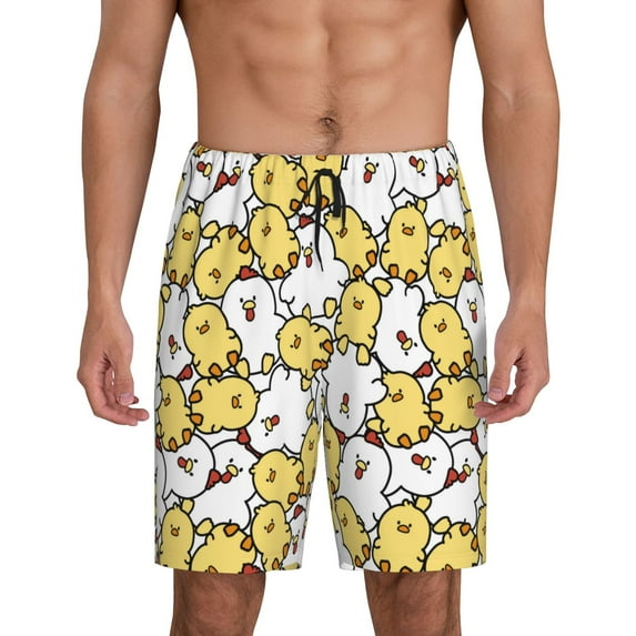 Kdxio Cartoon Chicken Print Mens Sleep Shorts Bottoms Soft Comfy Pajama Wear Pants with Drawstring Pockets