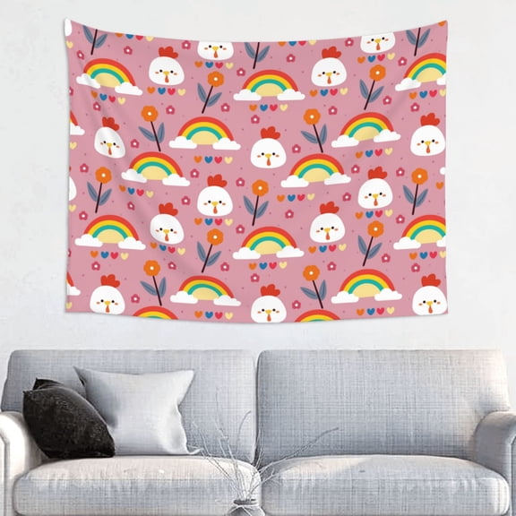 Kdxio Cartoon Chicken Wall Hanging Tapestries Banner For Bedroom College Dorm Home Living Room Party Decor 29X37 In