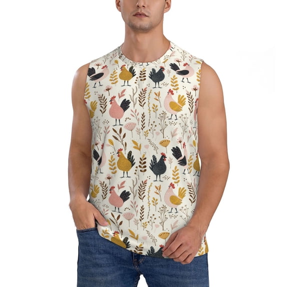 Kdxio Cartoon Chickens for Men's Muscle T-shirt,Sleeveless for Workout Running Athletic Gym Lounge Casual
