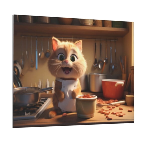 Kdxio Cartoon Cooking Cat Pattern Canvas Wall Art for Living Room Wall Decor for Bedroom Bathroom Modern Framed Canvas Art Prints Ready to Hang,Horizontal