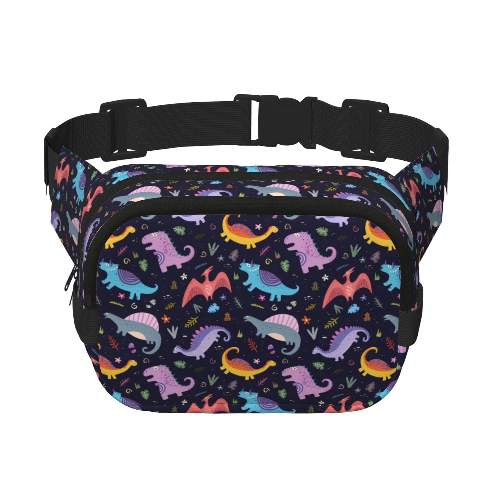 Kdxio Cartoon Dinosaur Crossbody Double Layer Waist Bag Belt Bag for Unisex Fanny Pack Fashion Waist Packs for Hiking Running Shopping Traveling