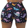 thumbnail image 1 of Kdxio Cartoon Dinosaur Print Workout Shorts for Women Seamless Soft Smooth Gym Yoga Scrunch Active Shorts, 1 of 9