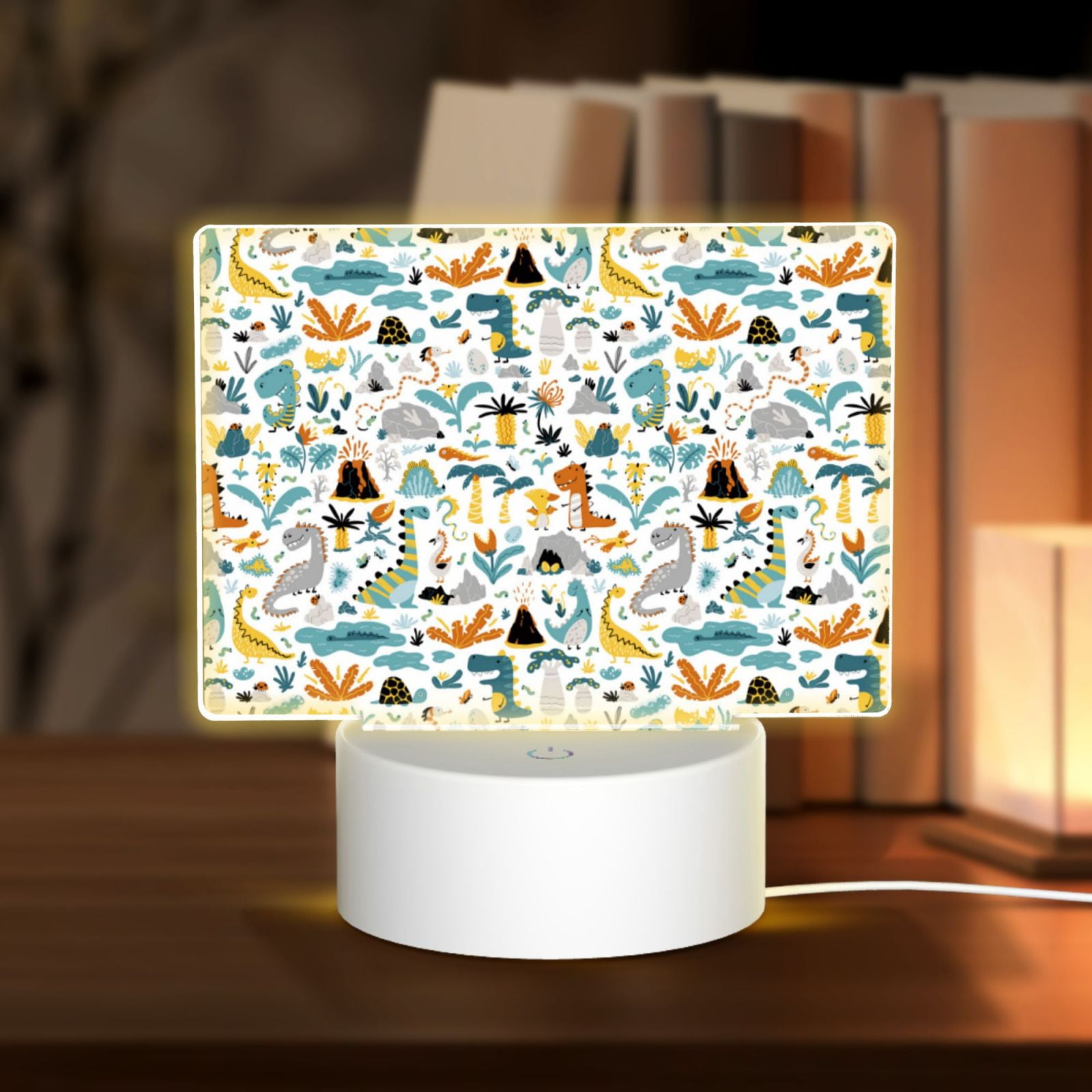 Kdxio Cartoon Dinosaur Rectangular Acrylic Night Light Acrylic Sleep Night Light Friend Gifts for Birthday Gifts for Women Teens Boys Girls