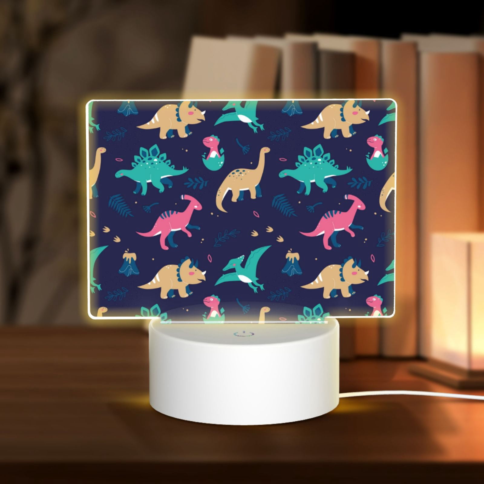 Kdxio Cartoon Dinosaur Rectangular Acrylic Night Light Acrylic Sleep Night Light Friend Gifts for Birthday Gifts for Women Teens Boys Girls
