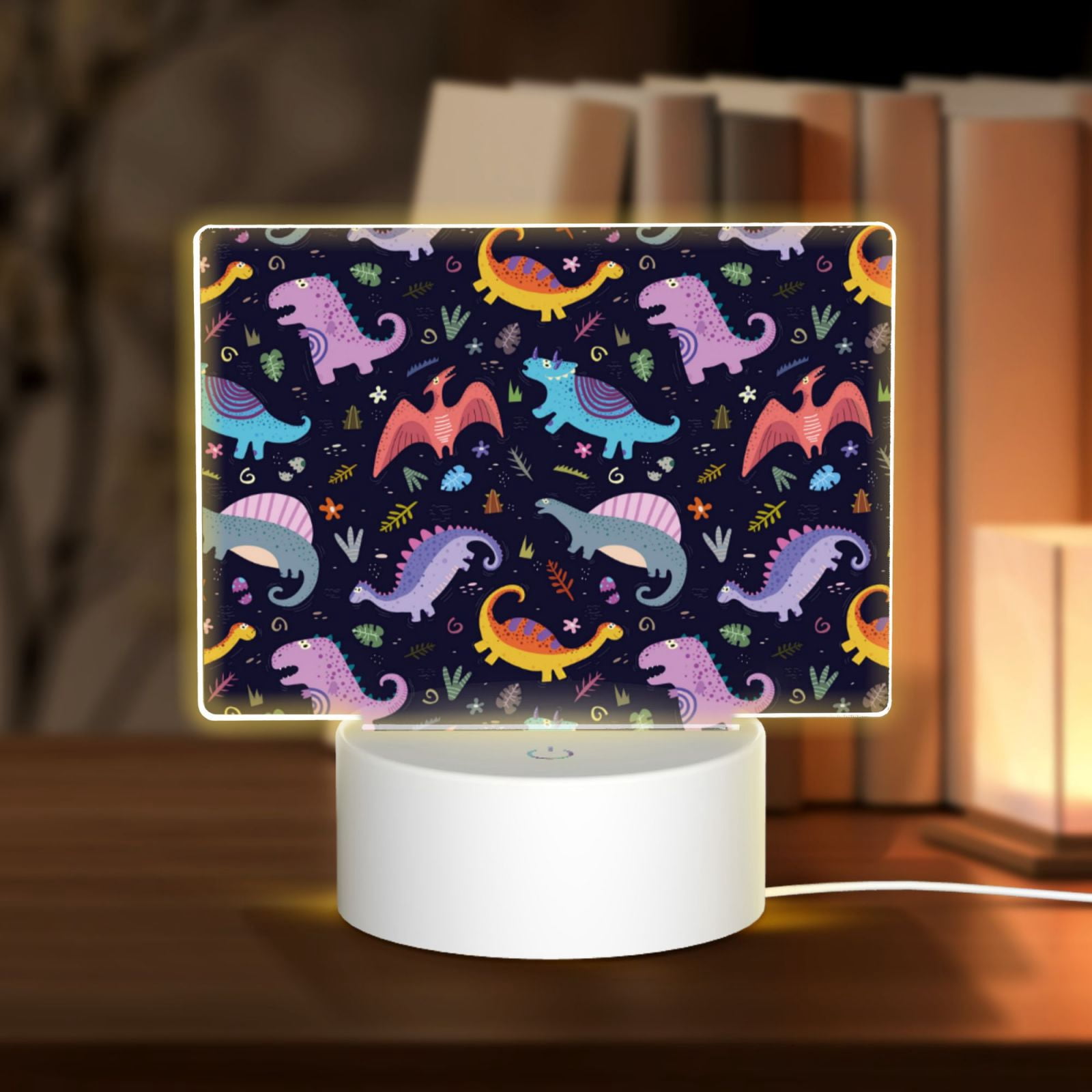 Kdxio Cartoon Dinosaur Rectangular Acrylic Night Light Acrylic Sleep Night Light Friend Gifts for Birthday Gifts for Women Teens Boys Girls