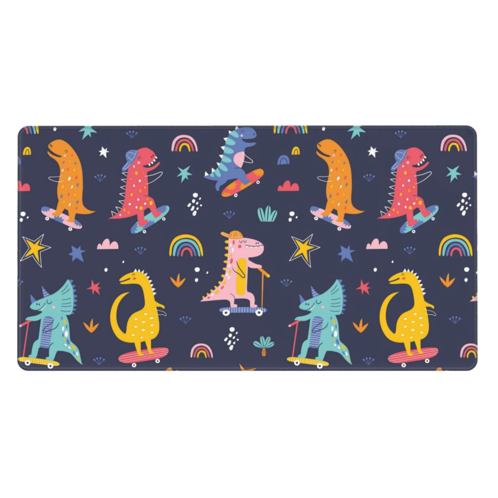 Kdxio Cartoon Dinosaur Scooter Sport Blue Print Large Gaming Mouse Pad,Non-Slip Base,Water Resist Keyboard Pad for Gamer,Office & Home,29.5 x 15.8 in