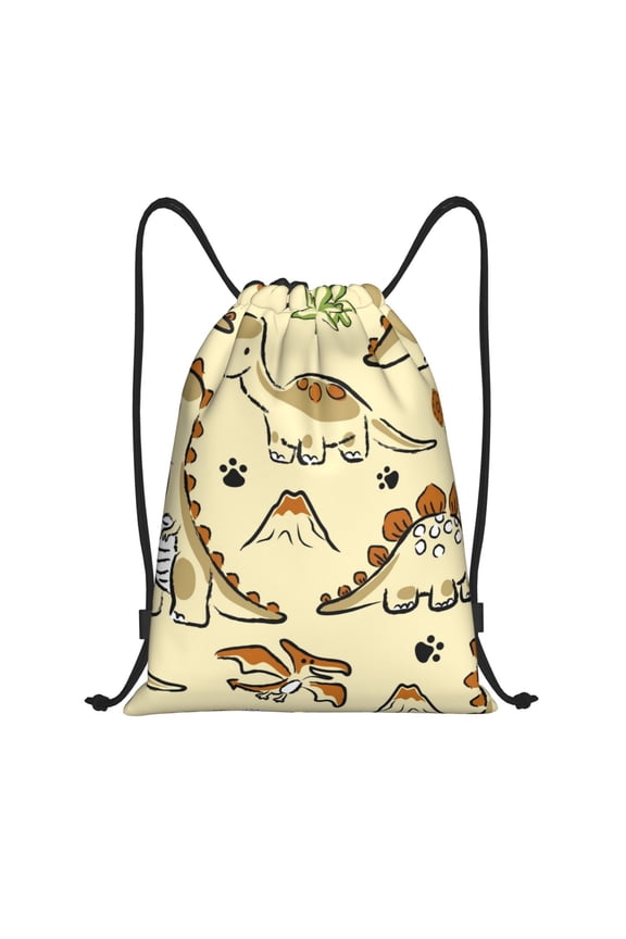 Cartoon Dinosaurs Print Drawstring Backpack Bag,Waterproof Draw String Back Sack, Gym Drawstring Bags Swim Bag For Unisex