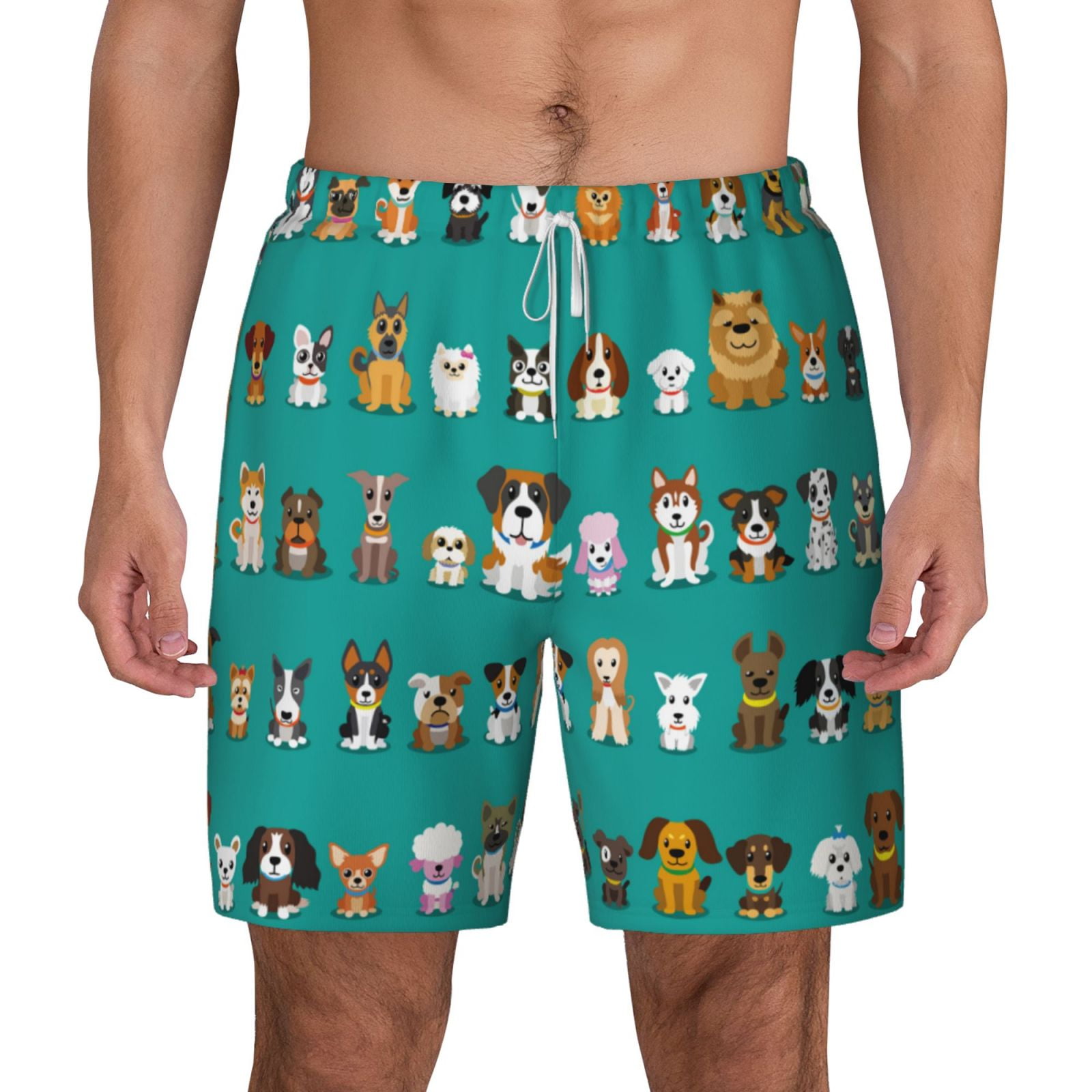 Kdxio Cartoon Dogs Print Men'S Swim Trunks With Compression Liner 7 ...