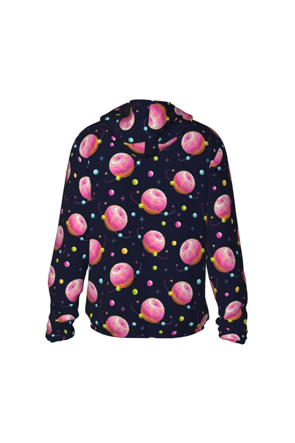 Cartoon Donut Planets Print Women Men Sun Protection UPF 50+ Jackets Zip Up Long Sleeve Hoodie Hiking Lightweight with Pockets