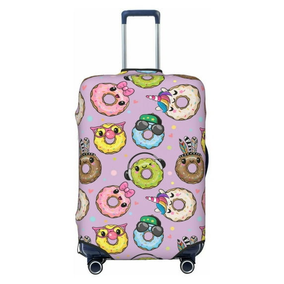Kdxio Cartoon Donuts Pattern Luggage Cover for Travel,Elastic and Durable,Fits 18-32 Inch,Anti-Scratch Suitcase Protector-No luggage included