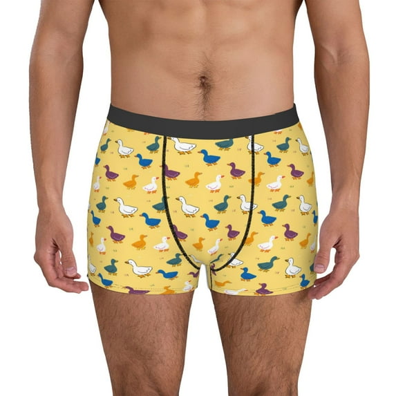 Kdxio Cartoon Duck Men's Boxer Briefs,Soft and Breathable Cotton Underwear with ComfortFlex Waistband-Small