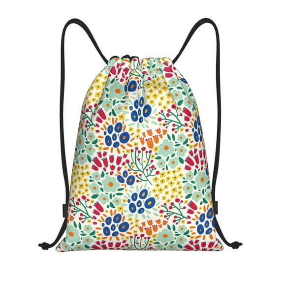 Kdxio Cartoon Flowers Print Drawstring Backpack Bag,Waterproof Draw String Back Sack, Gym Drawstring Bags Swim Bag For Unisex