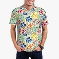 thumbnail image 1 of Kdxio Cartoon Flowers Print Men's Short Sleeve Polo Shirt,Midweight Men's Shirt, 1 of 6