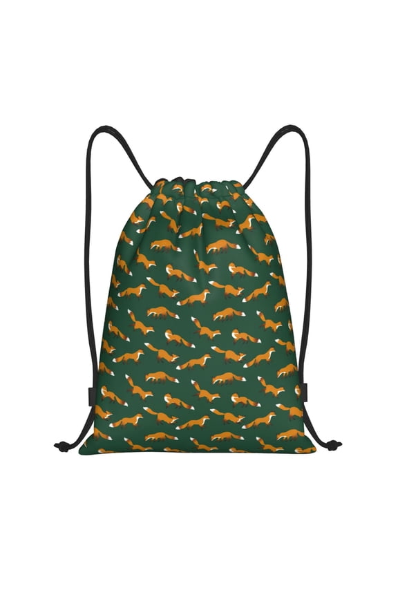 Cartoon Fox 1 Print Drawstring Backpack Bag,Waterproof Draw String Back Sack, Gym Drawstring Bags Swim Bag For Unisex