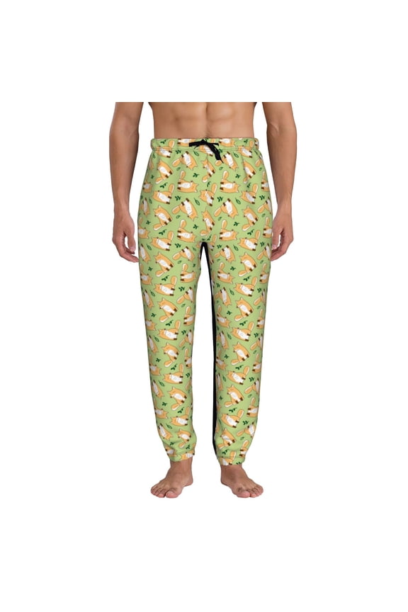 Cartoon Fox 2 Pattern Joggers,Sweatpants for Men with Pockets-X-Large