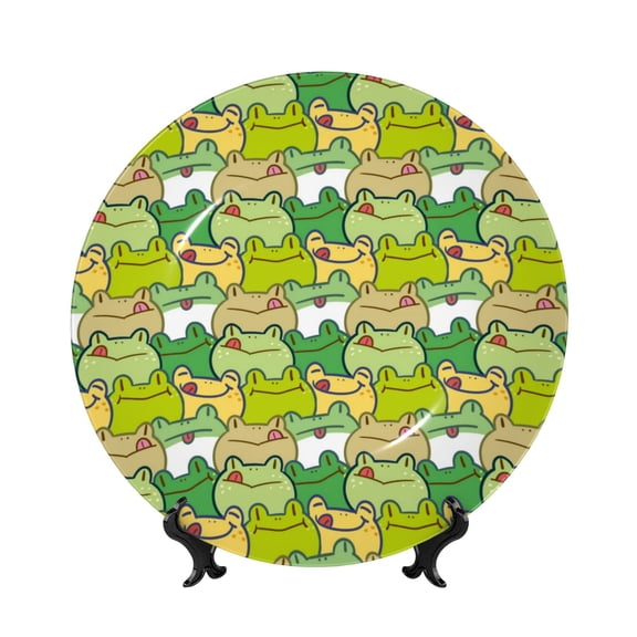 Kdxio Cartoon Frog Bone China Decorative Plate Ceramic Decorative Plate for Home Office Wall Stand Decorative Plates for Home Bedroom-10in