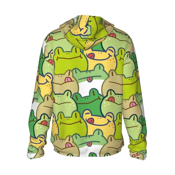 Kdxio Cartoon Frog Print Women Men Sun Protection UPF 50+ Jackets Zip Up Long Sleeve Hoodie Hiking Lightweight with Pockets