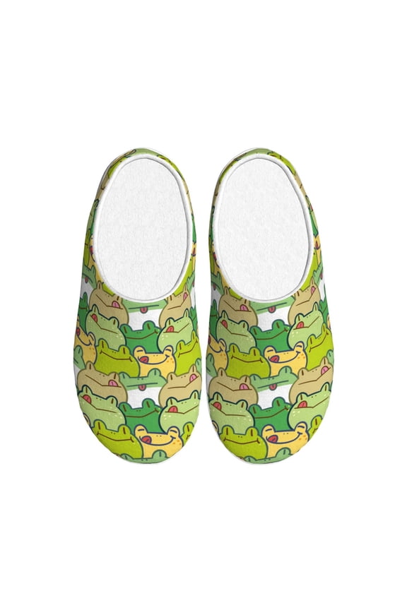 Cartoon Frog Women's Men's Slippers Plush Slip-On House Slipper for Winter Indoor Soft Cushion Non-slip Fluffy Slides Slippers-8