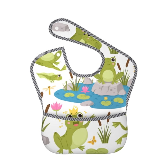 Kdxio Cartoon Frogs Bibs For Babies, Baby Bibs for Eating, Toddler Bibs, Waterproof Bibs, Feeding Bibs, for Toddlers, Boys, Girls
